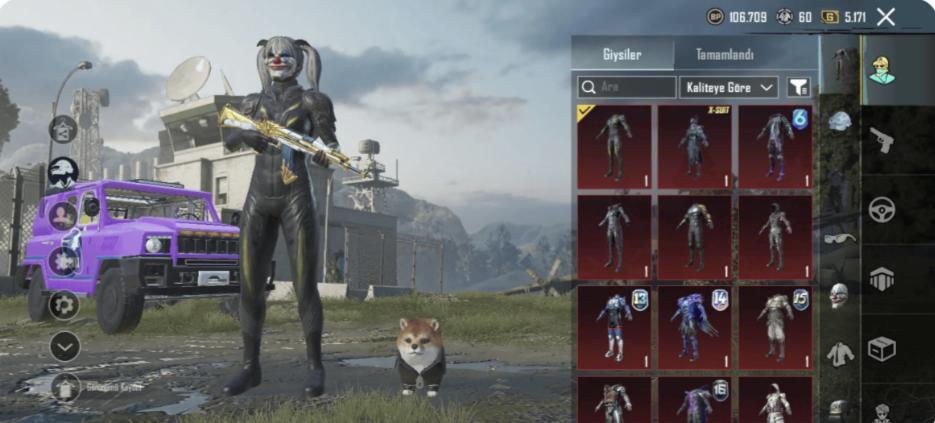 ful efsanevi PUBG mobile hesap 280 set 27 upgrde silah